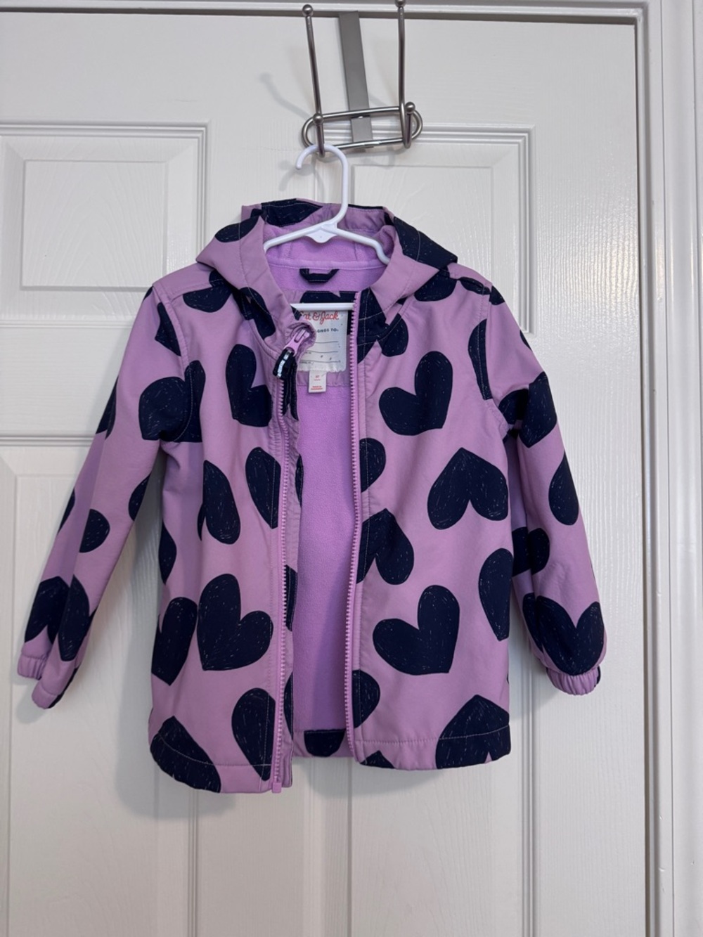 Cat & Jack Girls Lavender and Navy Heart Print Raincoat 5T